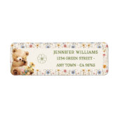Mooie Beige Teddy Baby Shower Envelop Adres Label (Voorkant)