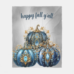 Mooie bejeweled blauwe en gouden pompoen fleece deken