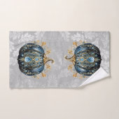 Mooie bejeweled blauwe en gouden pompoen handdoek (Handdoek)