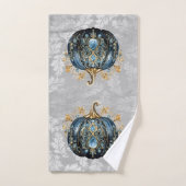 Mooie bejeweled blauwe en gouden pompoen handdoek (Handdoek)