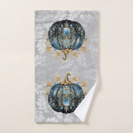 Mooie bejeweled blauwe en gouden pompoen handdoek