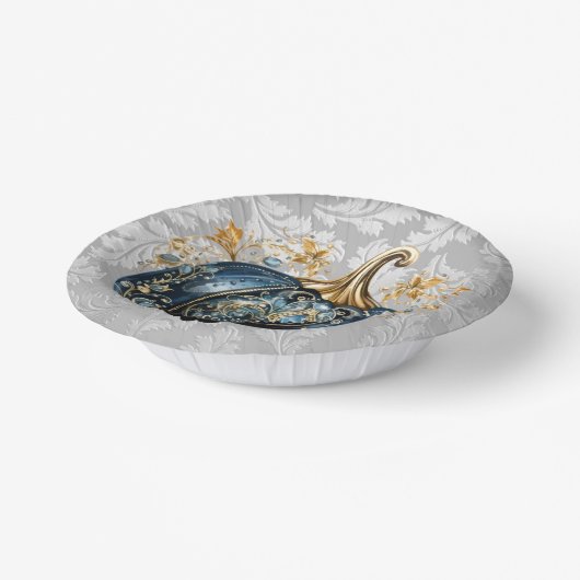 Mooie bejeweled blauwe en gouden pompoen papieren kommen (Gebogen)