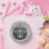 Mooie bejeweled blauwe en gouden pompoen papieren kommen (Feest)