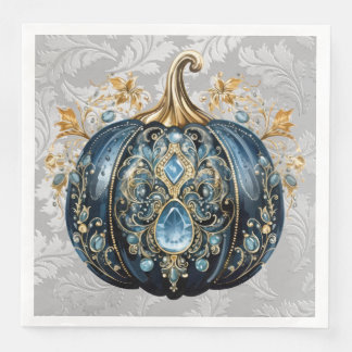 Mooie bejeweled blauwe en gouden pompoen servet