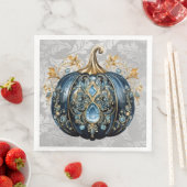 Mooie bejeweled blauwe en gouden pompoen servet (Insitu)