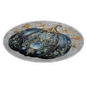 Mooie bejeweled blauwe en gouden pompoen snijplank (Hoek)