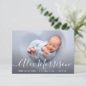 Mooie belettering geboortekaart kaart (Staand voorkant)