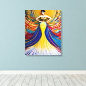 Mooie Belladonna Vrouw Power Meisje Power Canvas Afdruk (Insitu (Houten vloer))