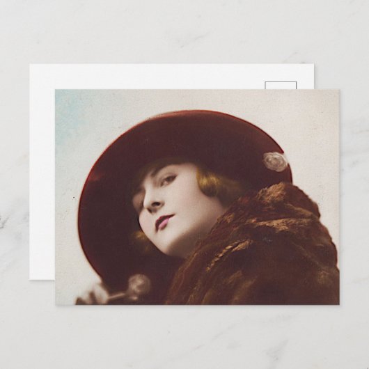 Mooie Belle Epoque Vrouw Antiek Glamour Postca Briefkaart (Voorkant / Achterkant)