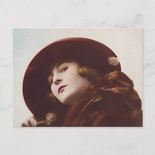 Mooie Belle Epoque Vrouw Antiek Glamour Postca Briefkaart (Voorkant)