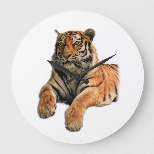 Mooie Bengal Tiger Face & Paws-foto Grote Klok (Voorkant)
