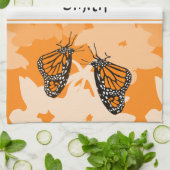 Mooie benoemde oranje monarchvlinders theedoek (Gevouwen)