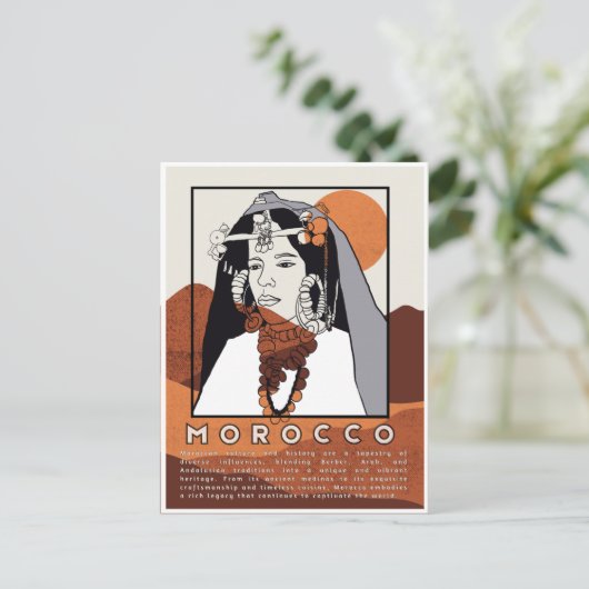 Mooie Berberse vrouw van Marrakech Marokko Briefkaart (Staand voorkant)