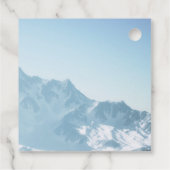 Mooie berg fotografie winter bruiloft bedankjes labels (Achterkant)