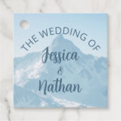 Mooie berg fotografie winter bruiloft bedankjes labels (Voorkant)