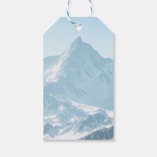 Mooie berg fotografie winter bruiloft cadeaulabel (Achterkant)