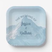 Mooie berg fotografie winter bruiloft papieren bordje (Voorkant)