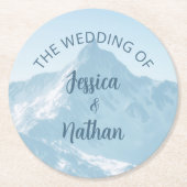Mooie berg fotografie winter bruiloft ronde kartonnen onderzetter (Voorkant)