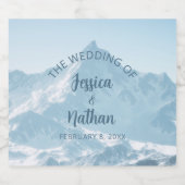 Mooie berg fotografie winter bruiloft sparkling wijnetiket (Enkel label)