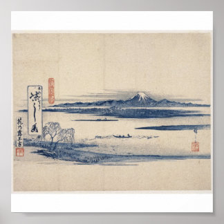 Mooie berg Fuji in Japan, ongeveer 1800 jaar Poster