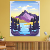 Mooie berg in de ochtend canvas afdruk (Insitu (Woonkamer))