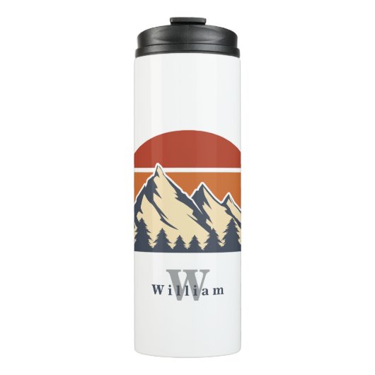 Mooie berg zonsondergang monogram thermosbeker (Voorkant)