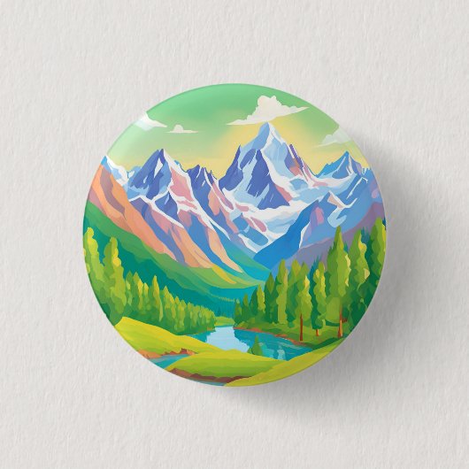 Mooie bergen ronde button 3,2 cm (Voorkant)