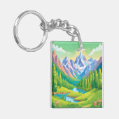 Mooie bergen sleutelhanger (Voorkant Links)