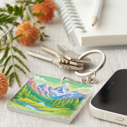 Mooie bergen sleutelhanger (Voorkant Rechts)