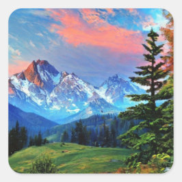 Mooie bergen vierkante sticker