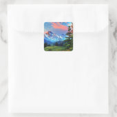 Mooie bergen vierkante sticker (Tas)