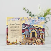 Mooie bergkapel op het rotdenhuwelijk kaart (Staand voorkant)