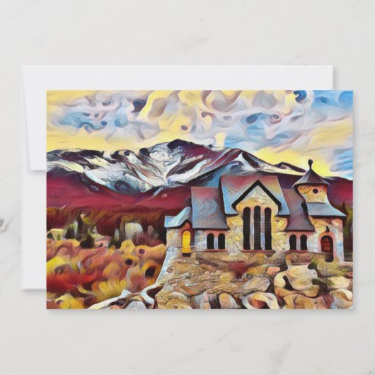 Mooie bergkapel op het rotdenhuwelijk kaart (Achterkant)