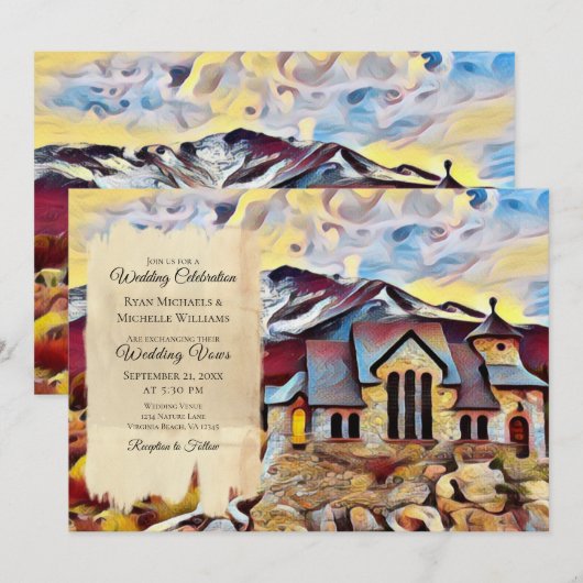 Mooie bergkapel op het rotdenhuwelijk kaart (Voorkant / Achterkant)