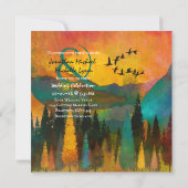 Mooie bergzondst, bomen en vogelweddenschappen kaart (Achterkant)