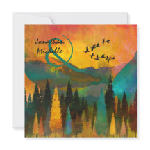 Mooie bergzondst, bomen en vogelweddenschappen