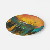 Mooie bergzondst, bomen en vogelweddenschappen papieren bordje (Gekanteld)