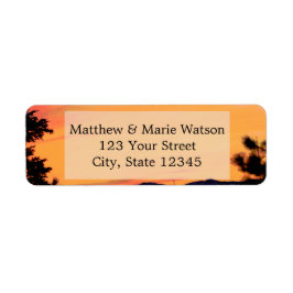 Mooie bergzonsondergang etiket