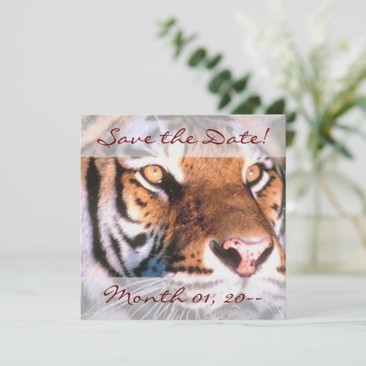 Mooie berichten van de tijger save the date (Staand voorkant)