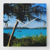 Mooie Bermuda Beach Boats Wall klok (Voorkant)