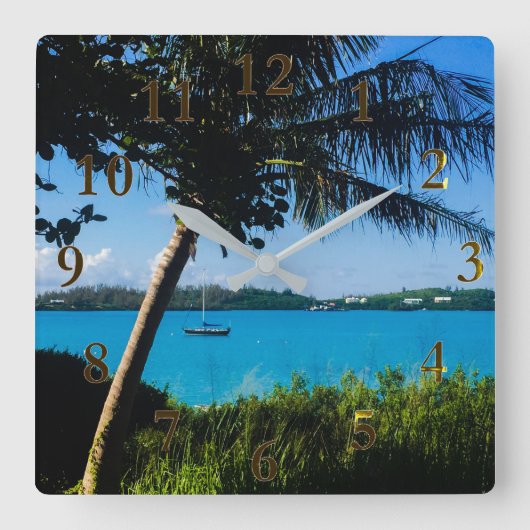 Mooie Bermuda Beach Boats Wall klok (Voorkant)