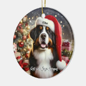 Mooie Berner Berner Hond met Santa Hat Keramisch Ornament (Links)
