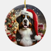 Mooie Berner Berner Hond met Santa Hat Keramisch Ornament (Achterkant)