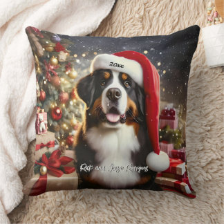 Mooie Berner Berner Hond met Santa Hat Kussen