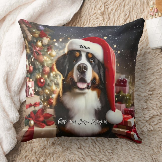 Mooie Berner Berner Hond met Santa Hat Kussen (Deken)