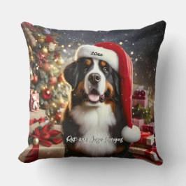 Mooie Berner Berner Hond met Santa Hat Kussen