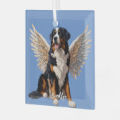 Mooie Berner Berner Hond met Vleugels Glas Ornament (Voorkant links)