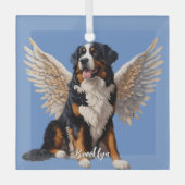 Mooie Berner Berner Hond met Vleugels Glas Ornament (Voorkant)