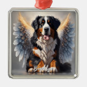 Mooie Berner Berner Hond met Vleugels Metalen Ornament (Voorkant)