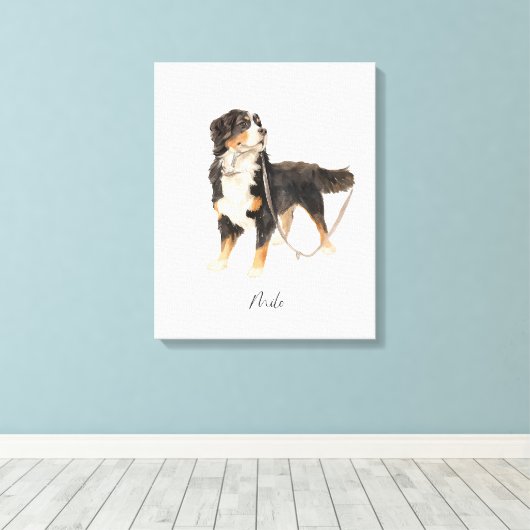 Mooie Berner Sennenhond genaamd Milo Canvas Afdruk (Insitu (Houten vloer))